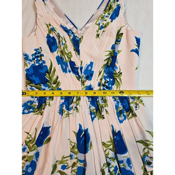 Boden Womens Sleeveless Floral‎ Midi Dress V-Neckline Pleated Bodice Size US 4 - Picture 13 of 16